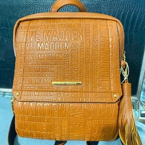 Steve Madden Cognac BTampa Logo Tassel Backpack 🤎